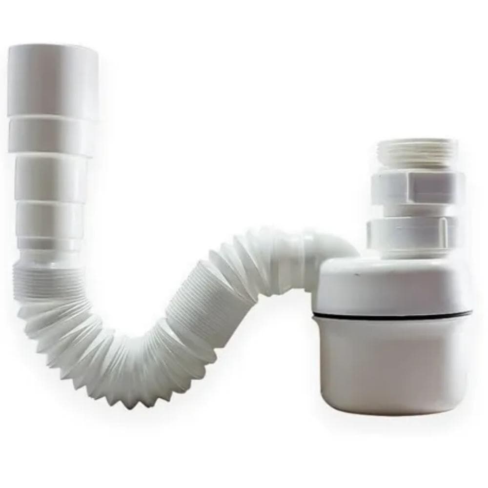 Sifão C/copo Universal Ajustável Flexível Branco Tigre