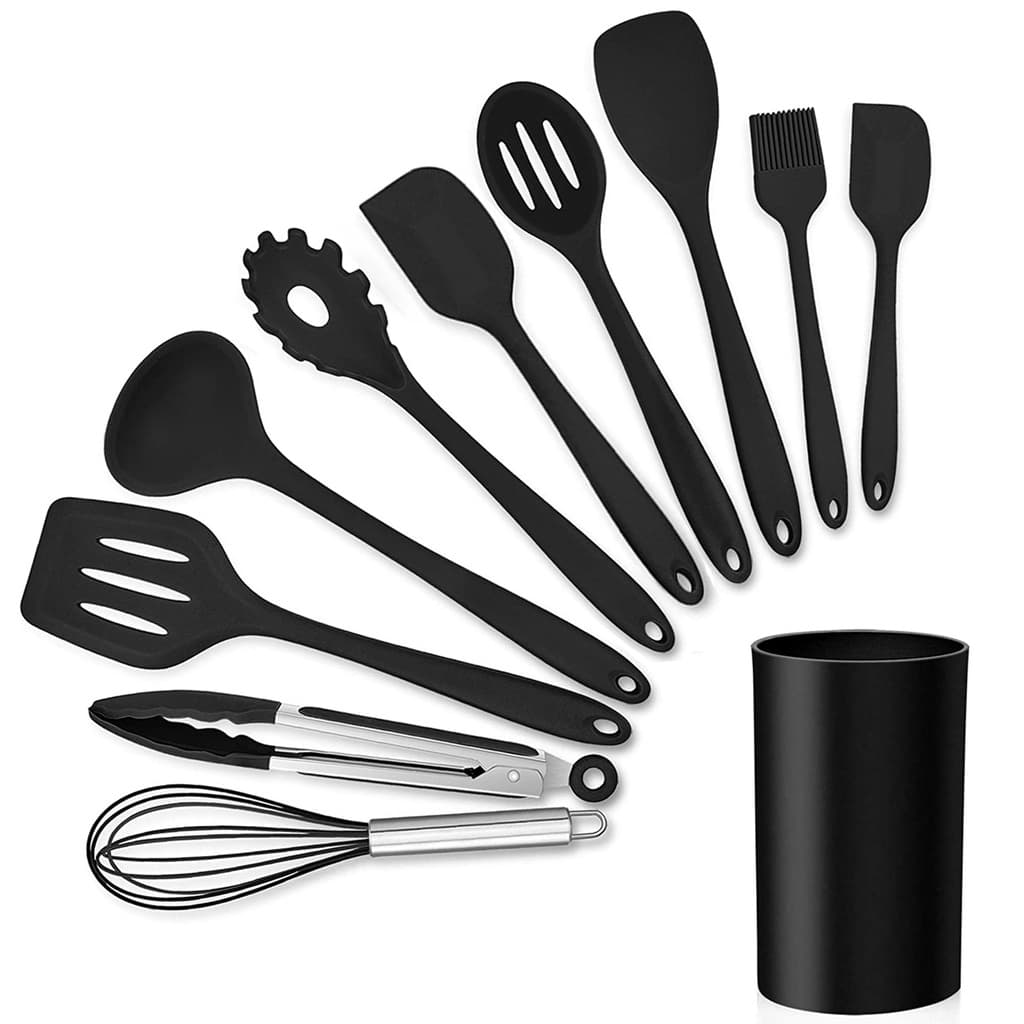 jogo utensilios para cozinha kit 11pcs colheres silicone