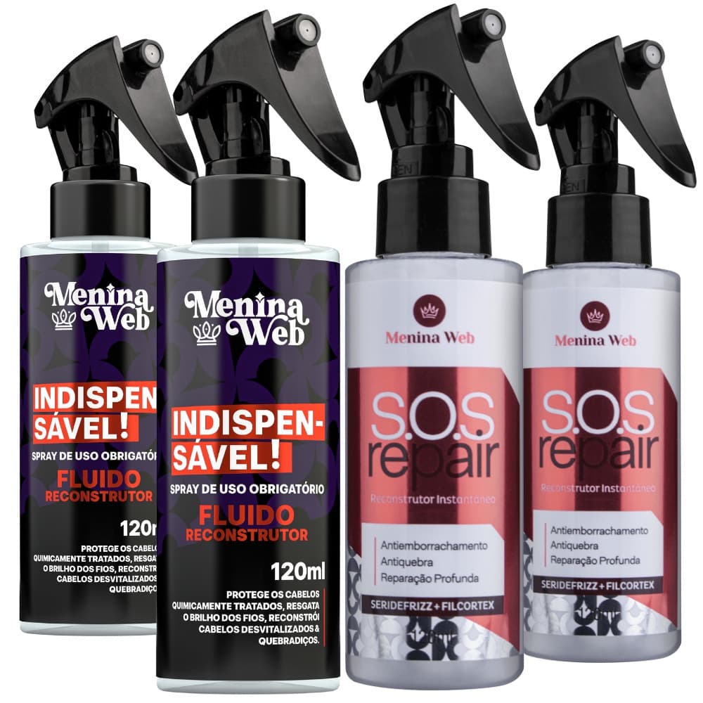 2x Kits Fluidos S.O.S Repair + Indispensável 2x120ml Menina Web