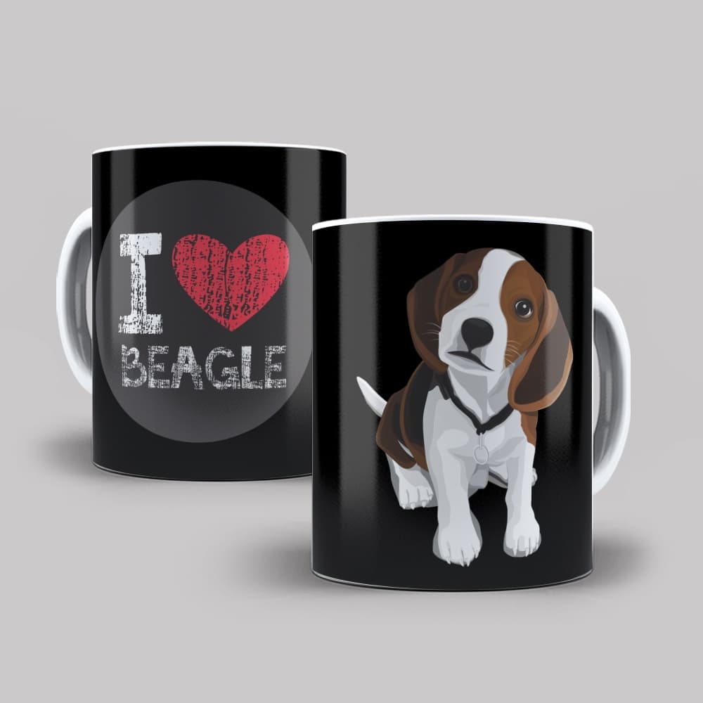 Caneca Personalizada "I Love Beagle" 325ml, Caneca Pets, Caneca I Love My Dog,  Caneca de Porcelana, Presentes Criativos