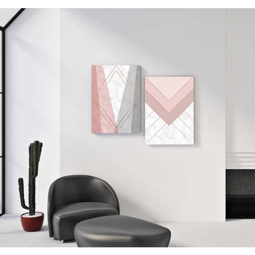 Par De Placas Decorativas Quadros New Moderno Geométrico 22
