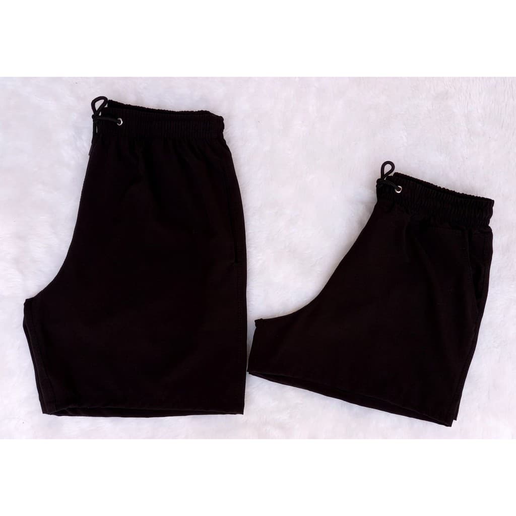 Conjunto Short Casal Preto Kit Mozão Moda Praia Academia Combinadinho Tactel Namorados