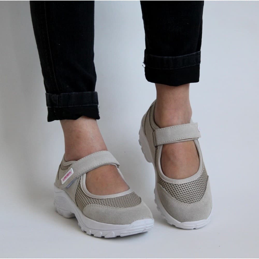 Tênis Feminino Sapatilha Lirom Sapato Boneca Confortável Sola Alta Bege Em Promoçao