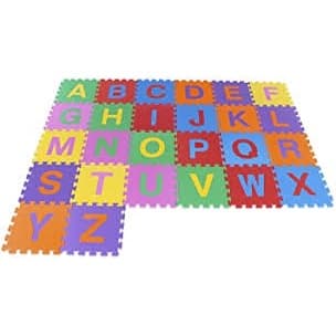 Alfabeto Eva Tapete - 26 Peças - 28cm x 28cm x 8mm - Colchonete Tatame Bebê Infantil - Quanto Bebê - Quarto Criança.
