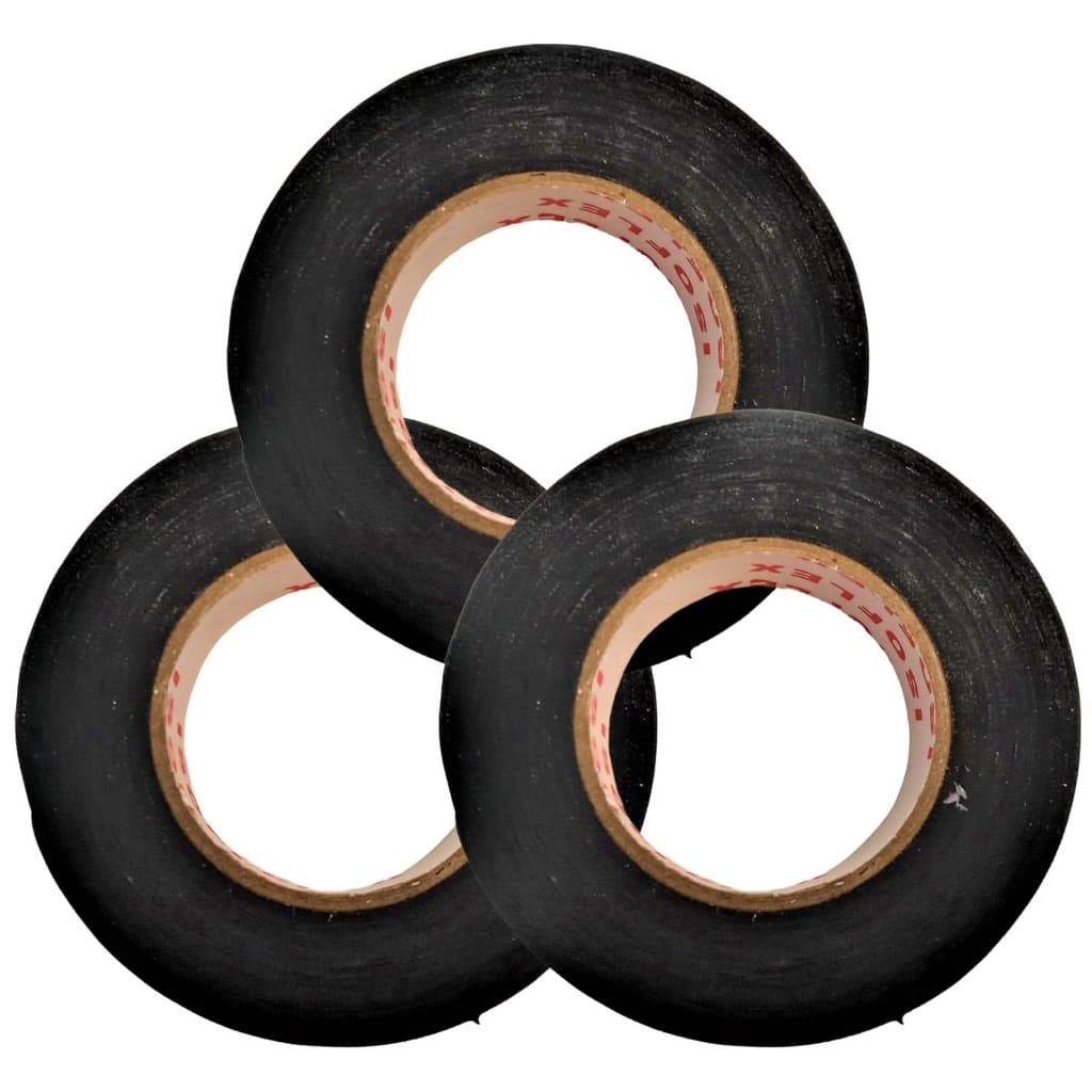 Kit 3 Fitas Isolantes Tecido Rolo 20 Metros Preta Com Cola Acabamento Instalação Elétrica Original 19mm x 20m