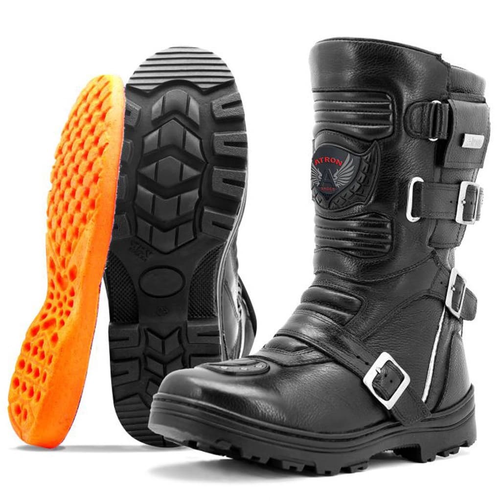 Bota Motociclista Roqueira Couro 296 Km Preto