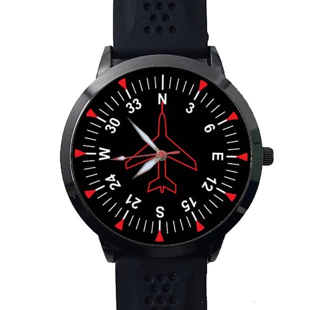Relógio Compass Aviação Avião Bússola Top +vendido Silicone
