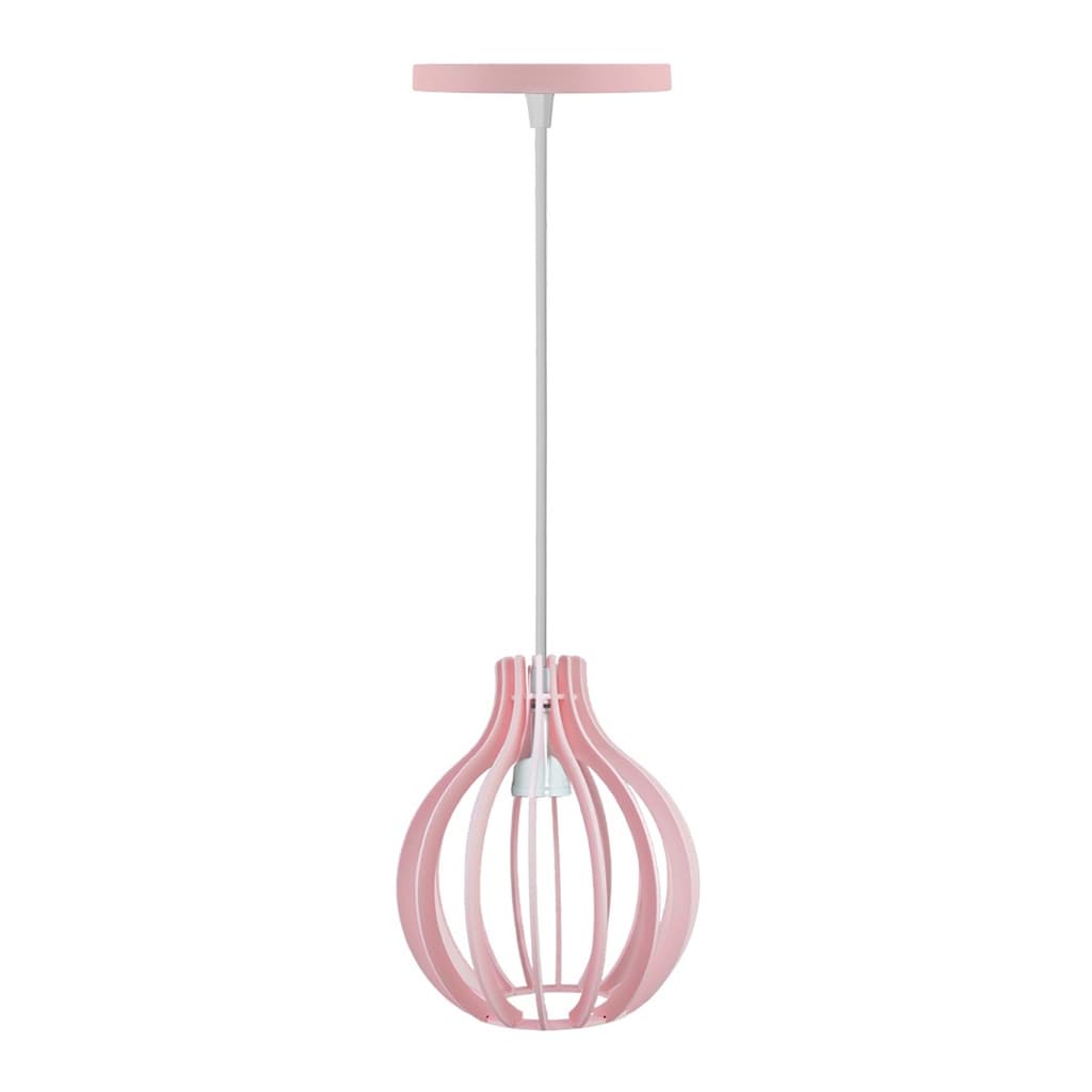 Lustre Pendente Rosa Bebê Cabo Branco Com Regulagem Altura