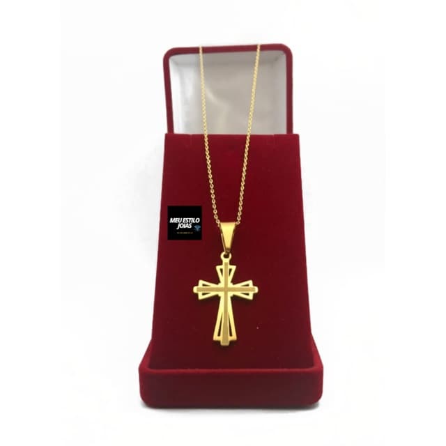 Corrente Masculina Cadeado 1.2mm - Com Pingente Banhado Ouro 18k