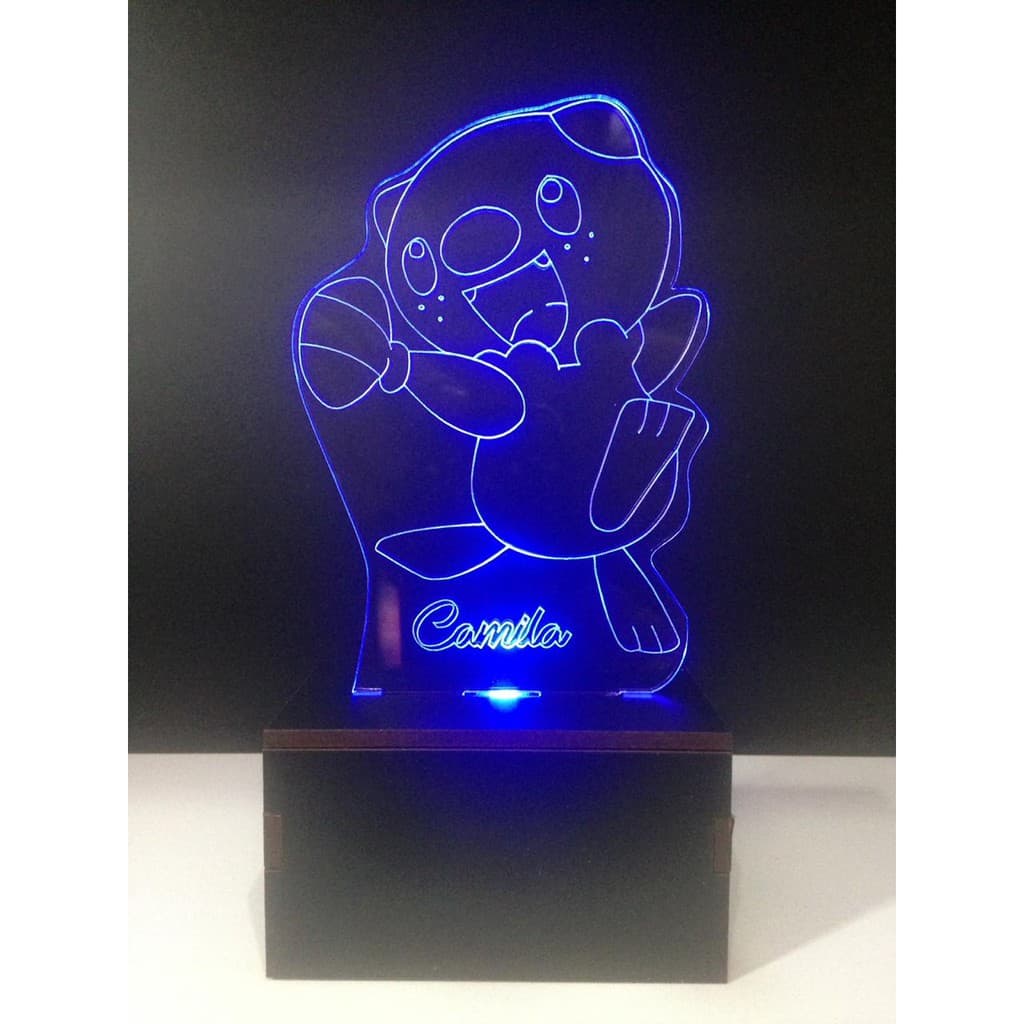 Luminária led de mesa abajur Pokemon Azul a pilha