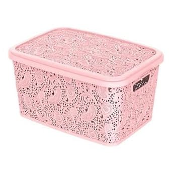 Caixa Organizadora De Rattan Rosa Pequena 2,200 Ml