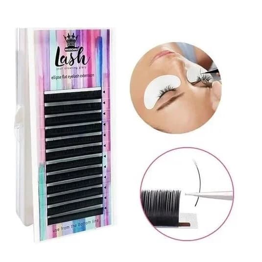 Cílios Lash Ellipse Flat Curvatura D / Modelo Mix 8-15