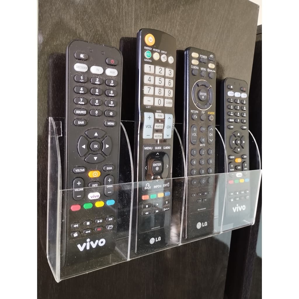 Suporte Porta Controle Remoto de Tv e Ar Condicionado De Acrílico 4 Controles
