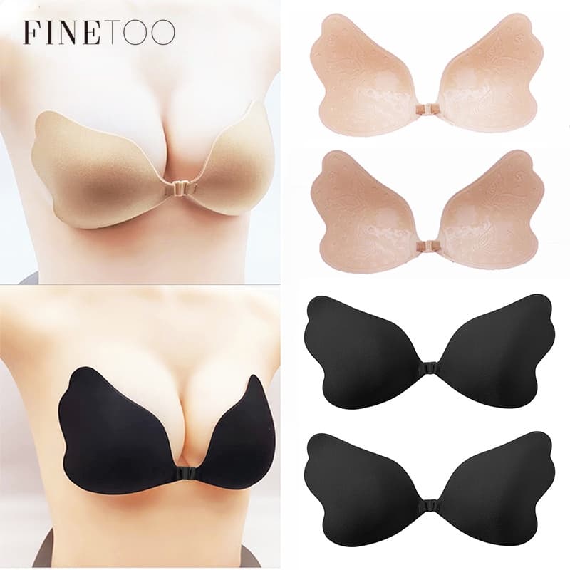 FINETOO Capa De Mamilo Para Mulheres , Fita Invisível Reutilizável , Adesivos De Borboleta , Autoadesivos De Silicone , Acessórios De Pétalas De Elevação De Seios