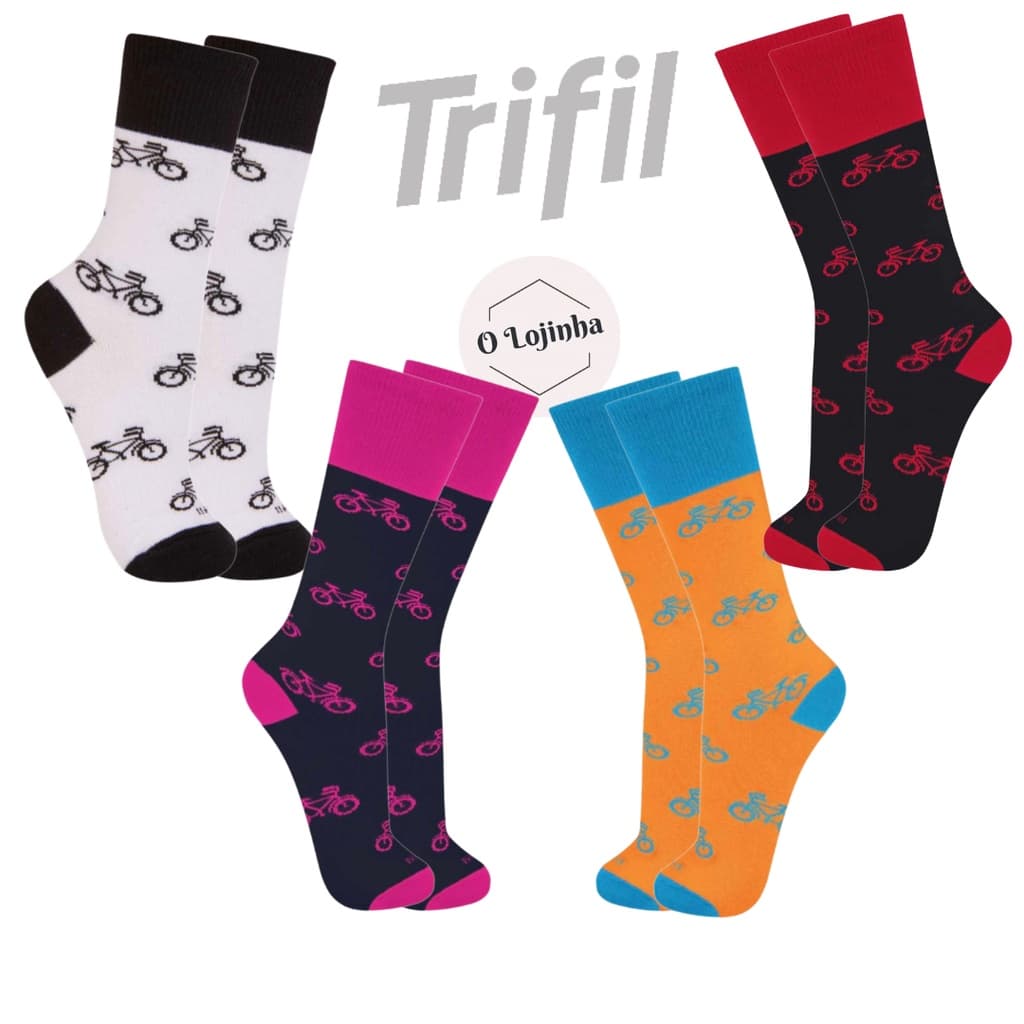 Meia Trifil - Cano Longo -  Unissex Bicicleta Ciclismo Divertida Cores