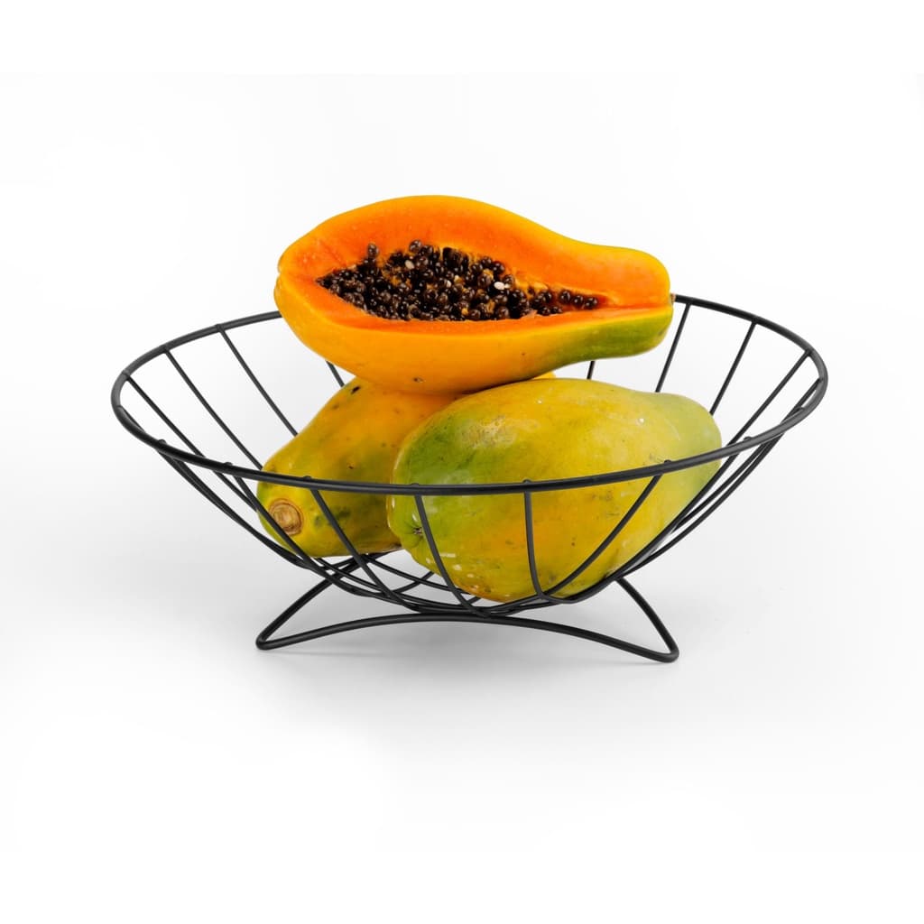 Fruteira de Mesa Bancada Redonda Preta Aço 30 cm
