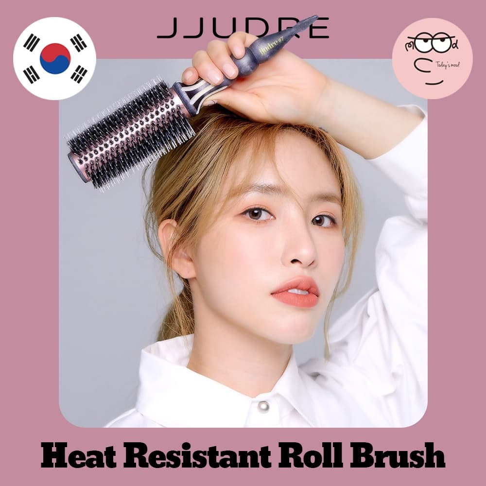 [JJUDRE] Escova Redonda Resistente Ao Calor Preto (3 Tamanhos) | Rolo De Modelagem De Cabelos De Ferro Para Cachos & Presente Grátis