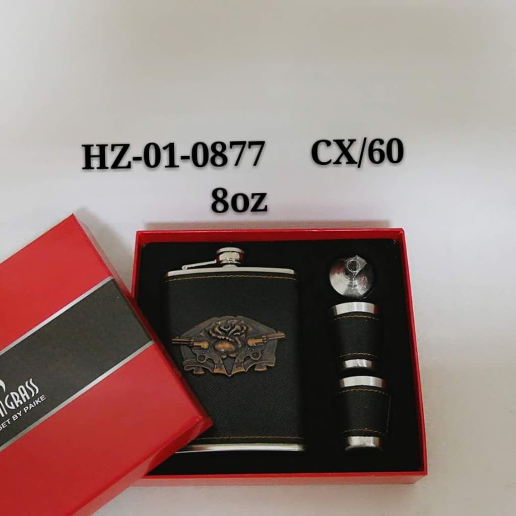 Cantil de bolso  8 oz Porta Bebidas Whisky Vodka Rum 2 Copos kit