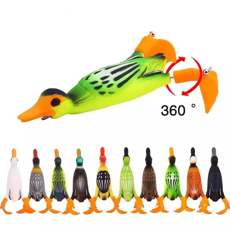 isca artificial superfície ave pato patinho pernas rotativas 9,5cm 12g
