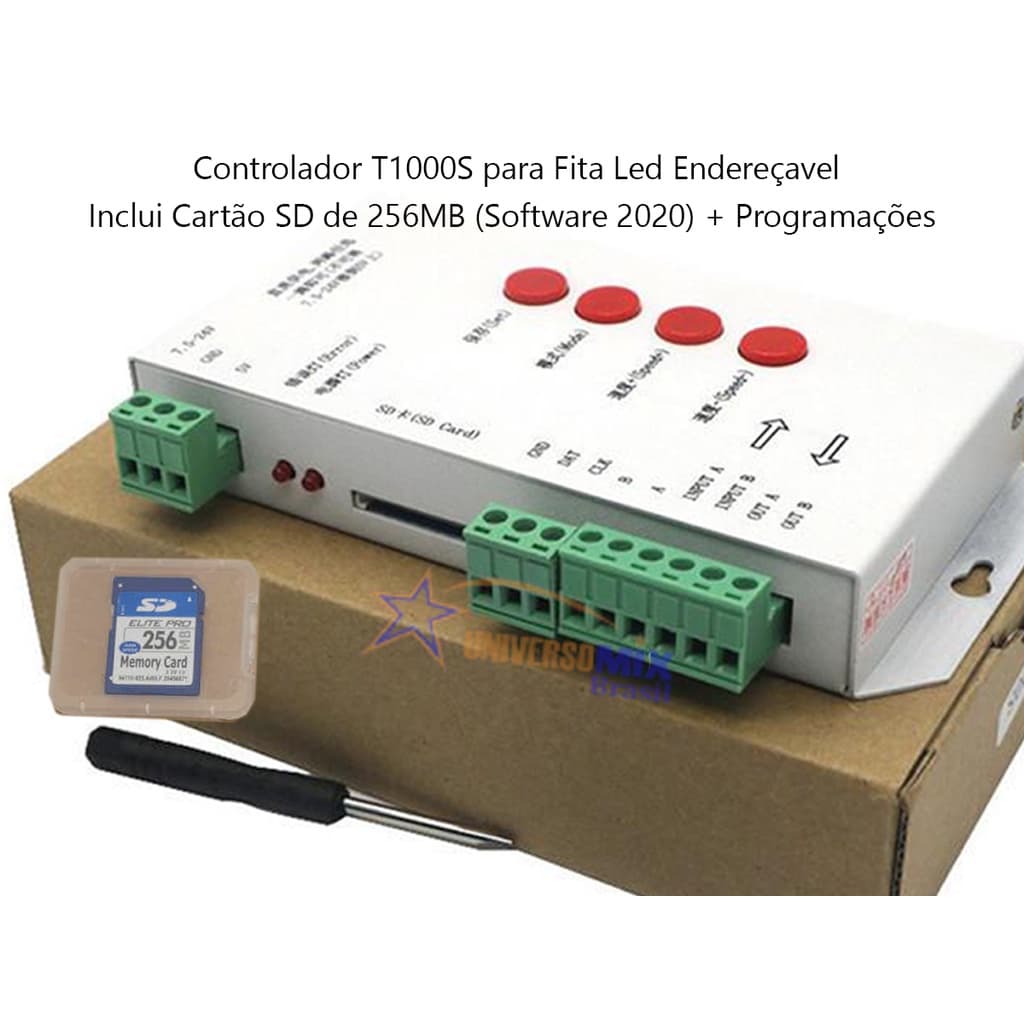 Controladora T1000s Para Led Endereçavel Com Cartão 256mb