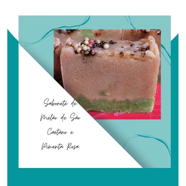 Sabonete Cold Process de Melão de São Caetano e Pimenta Rosa (Natural, Fitoterápico)