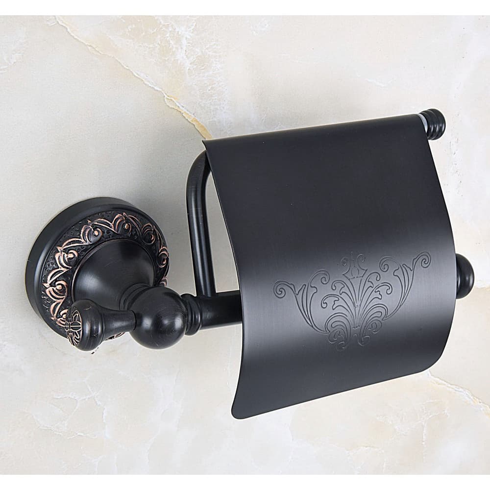 Preto Óleo-Friccionado Bronze Banheiro Suporte De Papel Higiênico Fixado Na Parede Rolo Rack De Tecido 2ba458