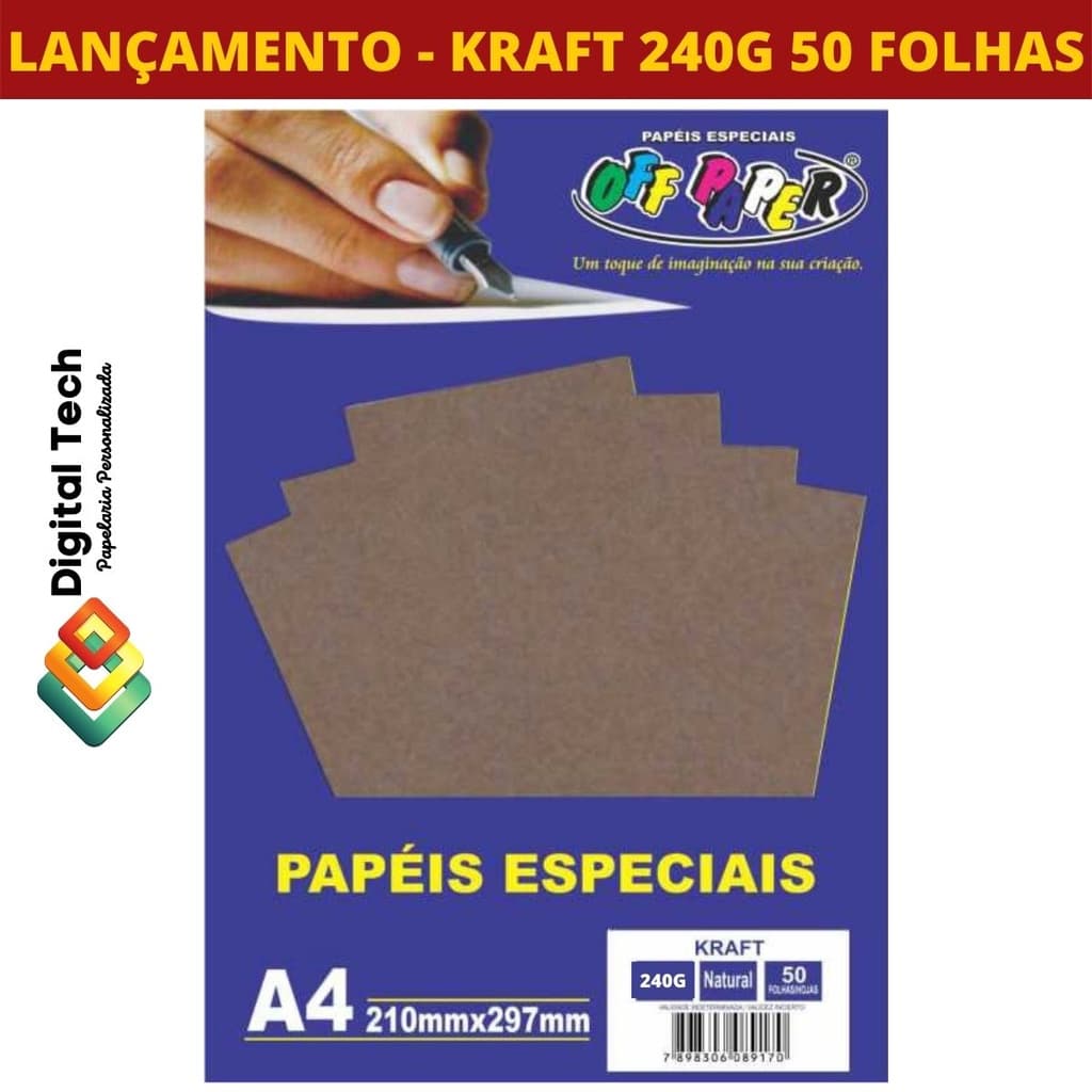 Papel Kraft A4 240g 50 Folhas Tags, Caixinhas Off Paper