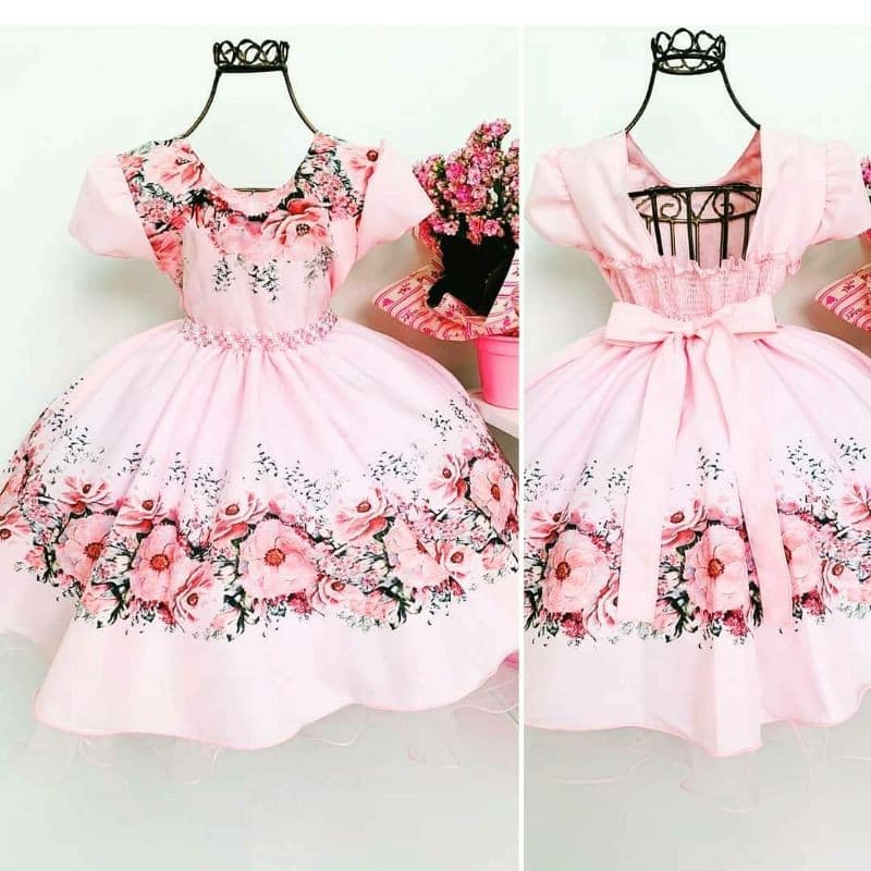 vestido infantil tematico aniversario dama de honra casamento jardim de flores