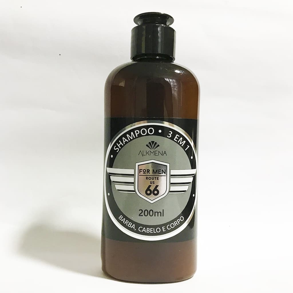 Shampoo masculino 3x1, Barba, Cabelo e Corpo Route US 66 - Alkmena 200ml