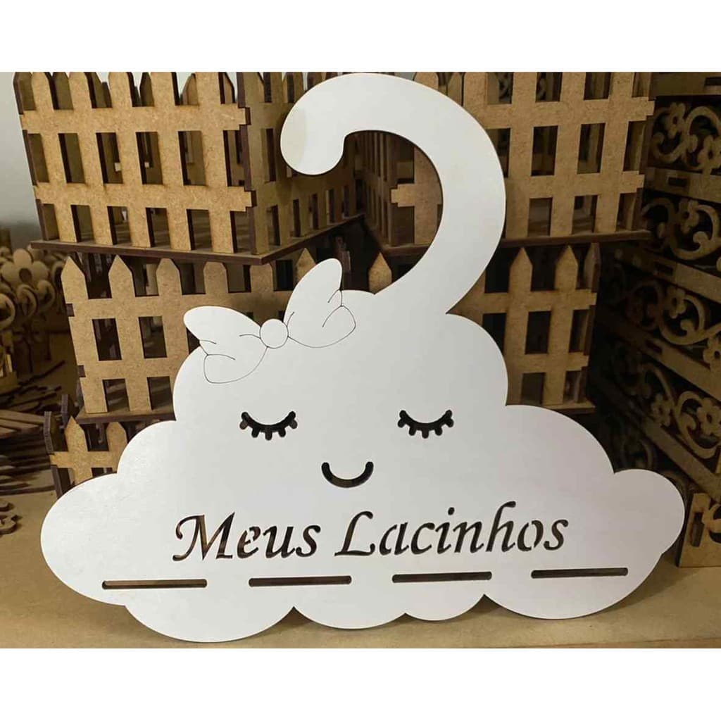 Cabide Porta Laço Nuvem Com Laço Gravado