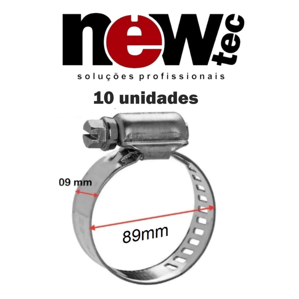 Kit 10 Abraçadeira Zincada Fita 9mm - 2.3/4 x 3.1/2 (70 x 89mm)
