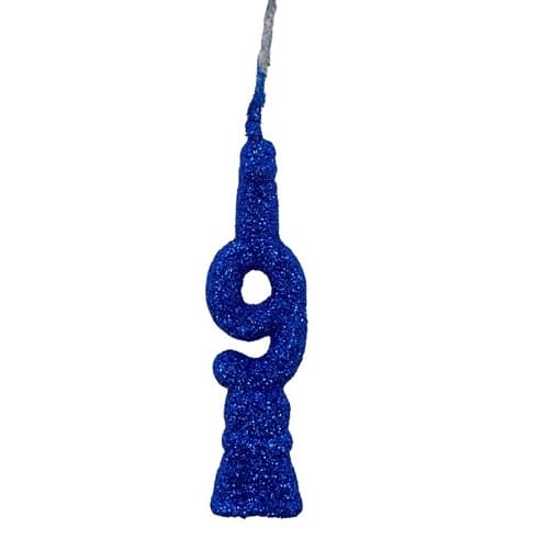 Velas Max De Aniversário Azul Royal - Números + Glitter -  1 Uni