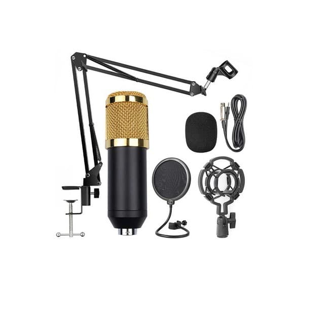 Kit Microfone Condensador Gravação + Pop Filter + Pedestal Articulado