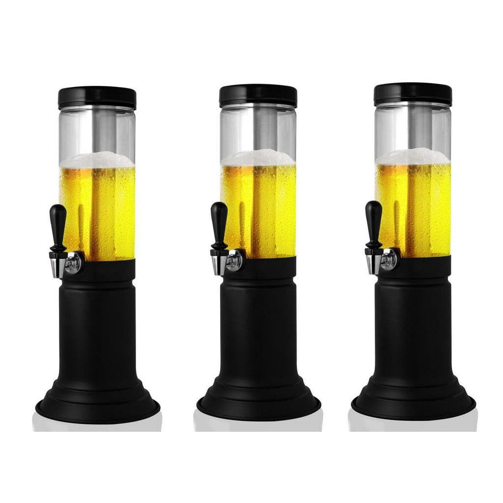 Kit com 3 - Torre de Chopp com Porta Gelo, Recipiente para 1,5 Litros em PET Use Como Chopeira ou Cervejeira