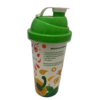 Copo Shakeira Misturador Tampa Rosca e Sobre tampa Articulada Receita 580ml