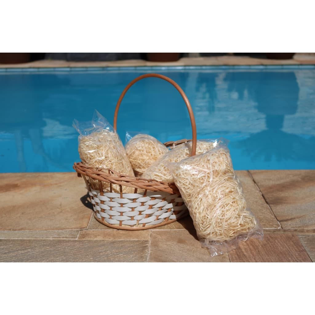 Kit com 3 Palha de Madeira Decorativa Natural Branquinha 50g para Decoração Enfeite de Cestas