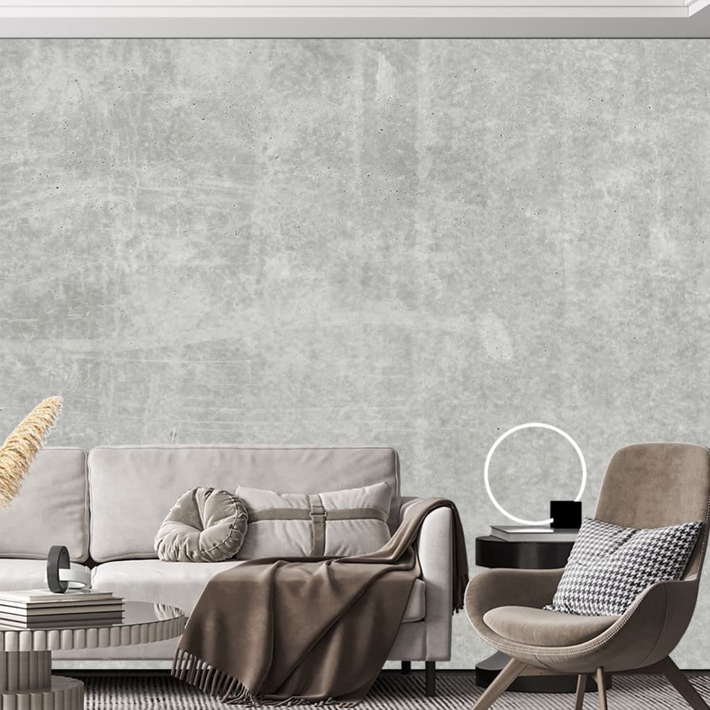Papel de Parede Auto Adesivo Lavável Cimento Queimado Cinza Claro Concreto