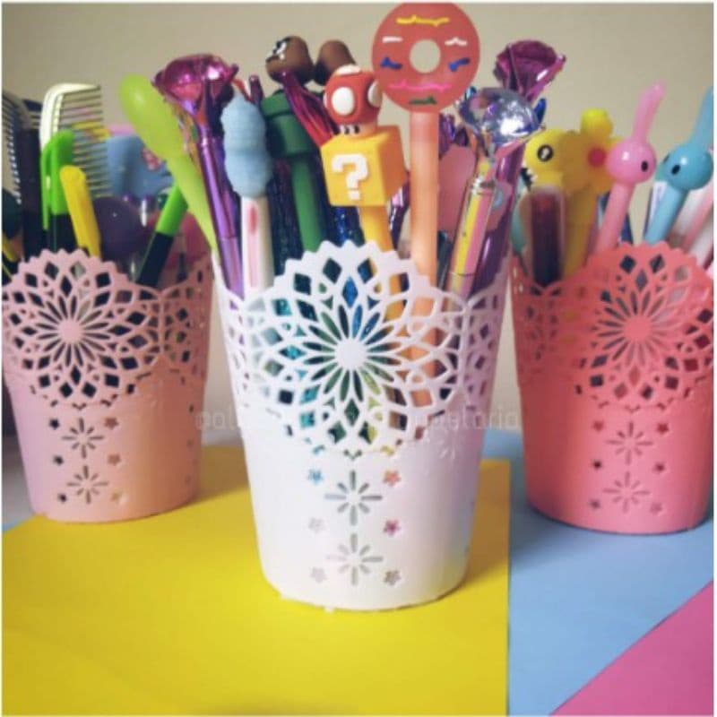 KIT COM 2 UNIDADES 12CM ALTURA PORTA TRECO, PINC脡IS, CANETAS E UTENS脥LIOS CORES VARIADAS