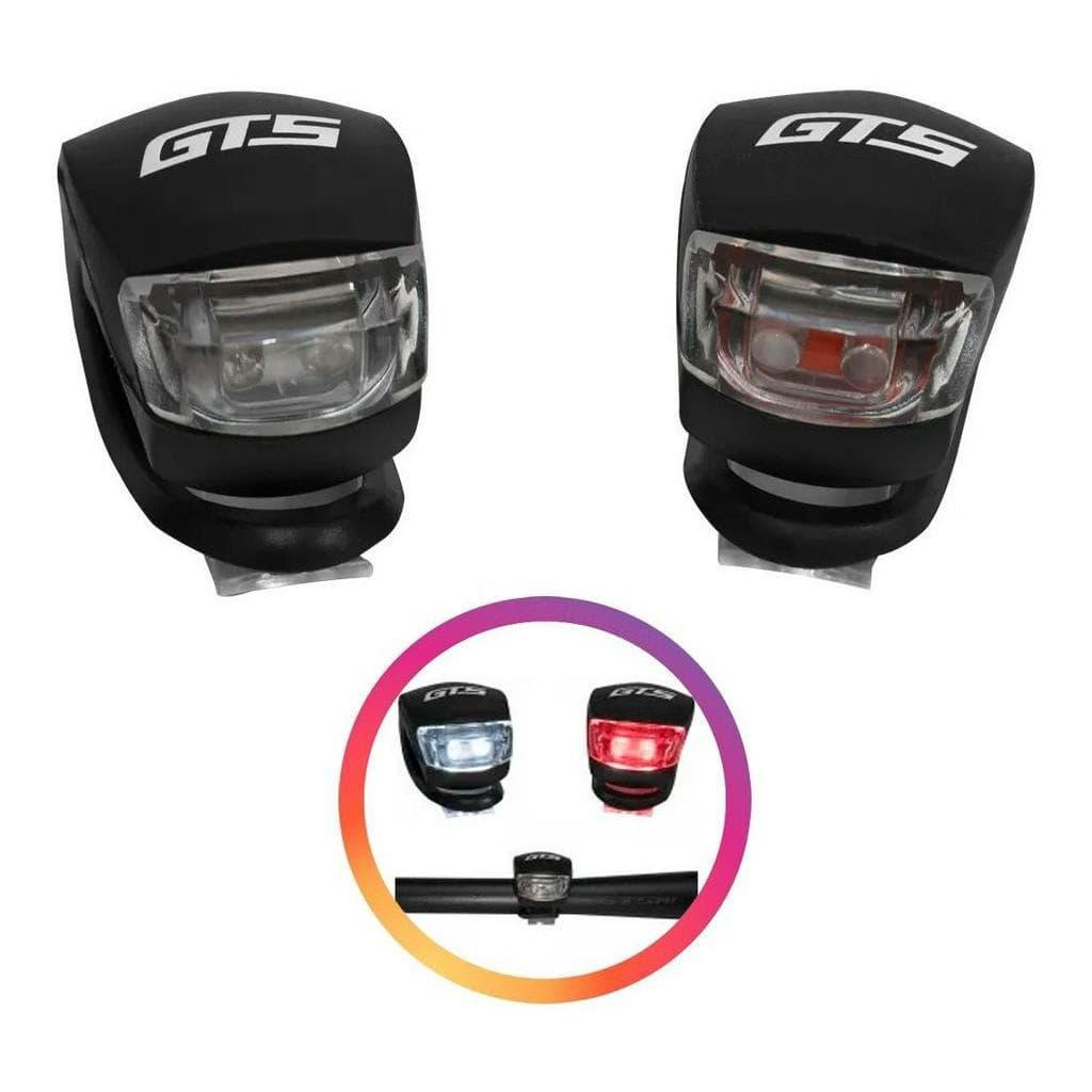 Par Sinalizador Farol Luz Led Duplo Pisca Branco Vermelho Modelo Sapinho Para Bicicleta Bike