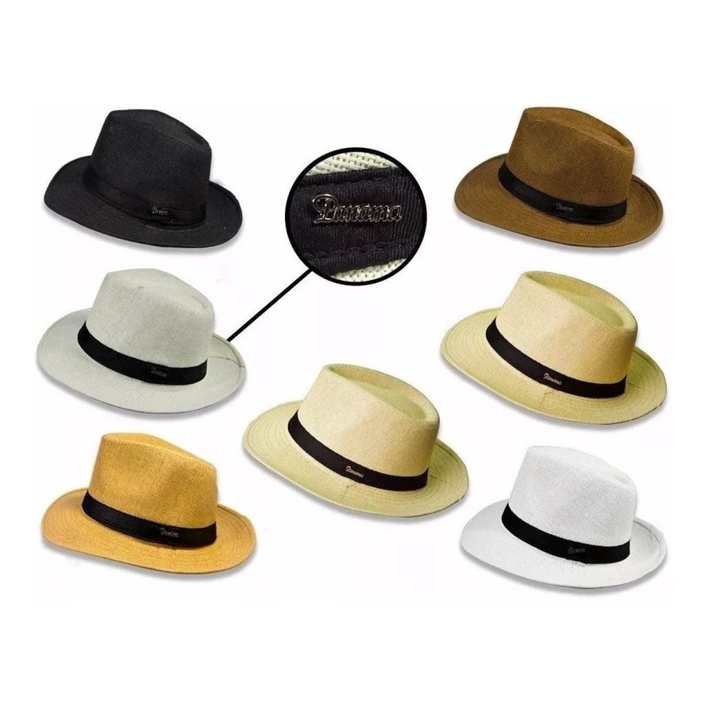 Chapéu MASCULINO ESTILO Panama Palha Sintetica Aba Larga  Moda Tropical 60025
