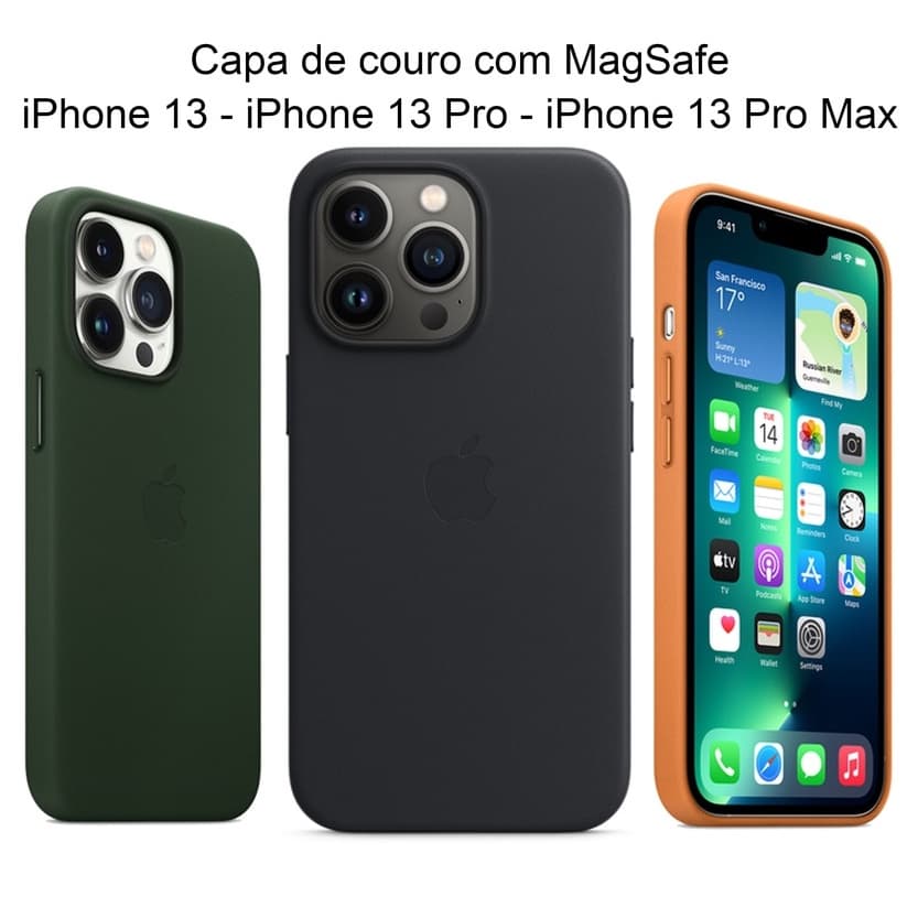 Capinha Capa De Couro Com MagSafe para iPhone 13 Pro Max Com Carregamento Por Indução
