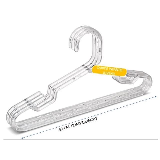 Cabide dourado/acrílico Infanto Juvenil 33 Cm  30 Unidades
