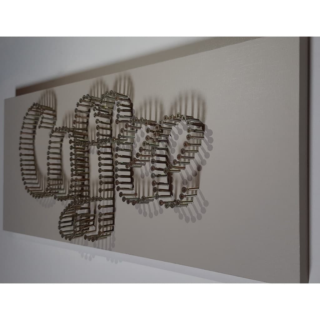 Quadro Decorativo Coffee confeccionado em Trama de Parafusos