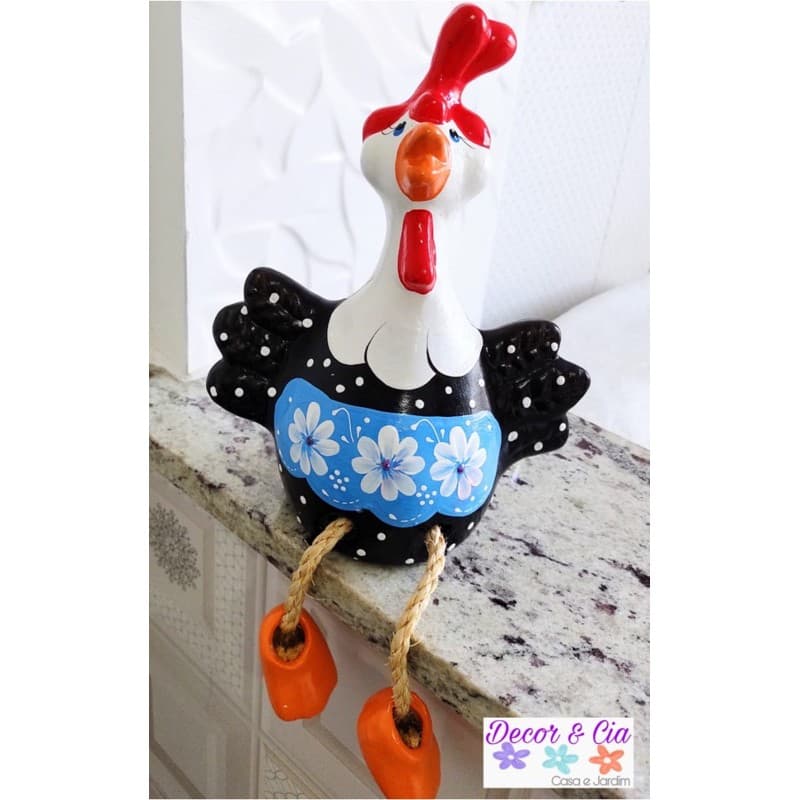 🐔 Galinha Articulada / Enfeite de Galinha para cozinha / Casa sala jardim decoração de galinha com corda de porcelana galo lacrada artigos de cozinha e churrasco área externa