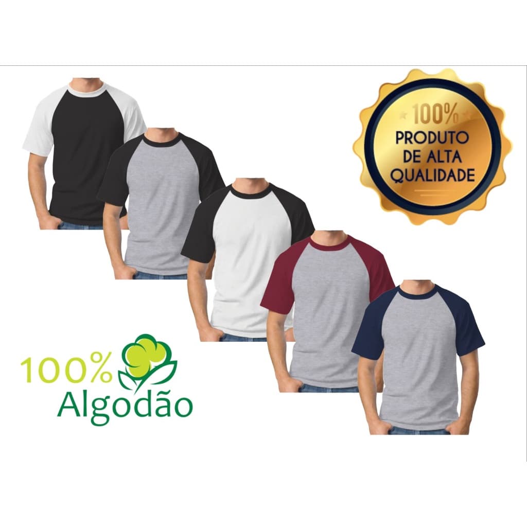 Camisa Raglan *Alta Qualidade* Algodão 30.1 Premium Costura Reforçada