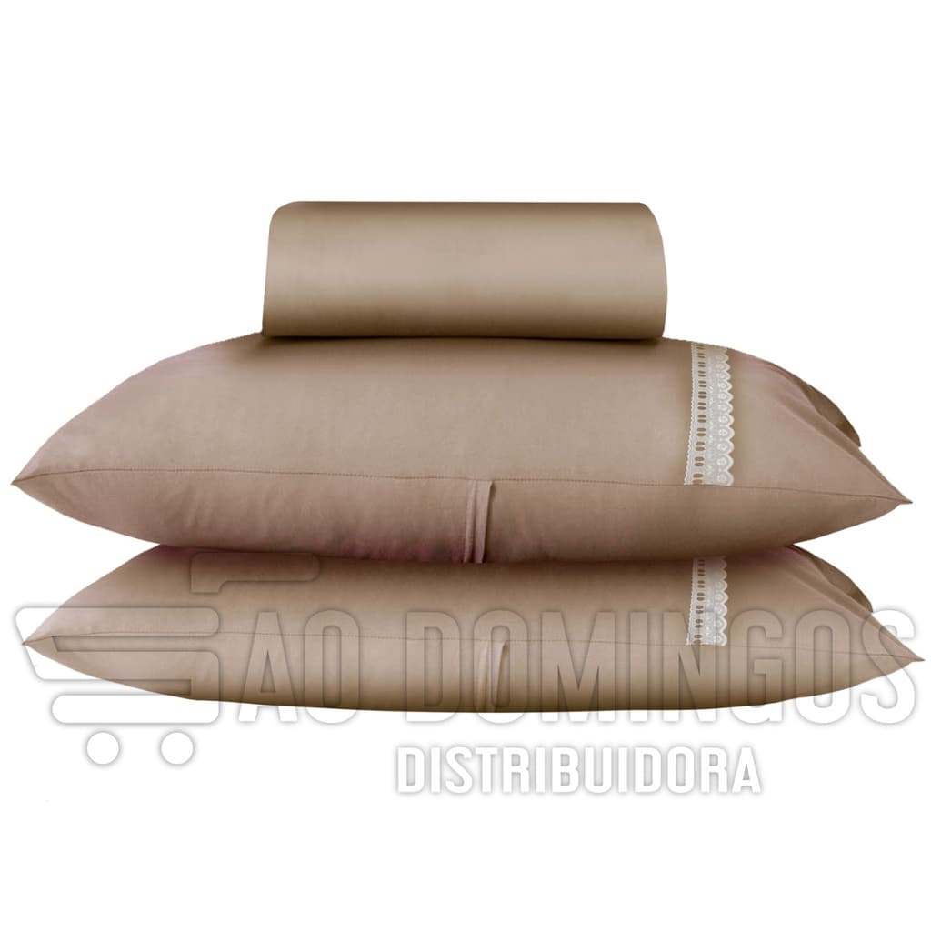 Jogo Lençol Queen 3 Peças com Fronhas com Ziper Malha 100% Algodão - Toque Macio - Para Medida do Colchão 1,98 x 1,58 + 30cm Alt