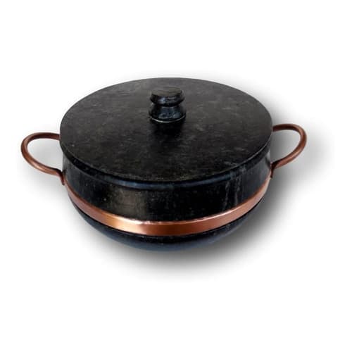 Panela De Pedra Com Alça De Cobre 1800ml