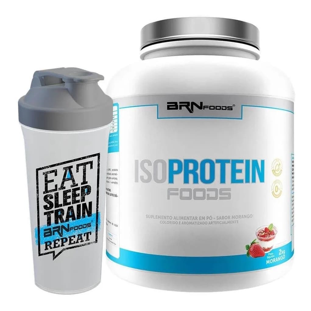 KIT Whey Protein Iso Protein 2kg + Coqueteleira 600ml - BRN FOODS - Proteínas Isoladas