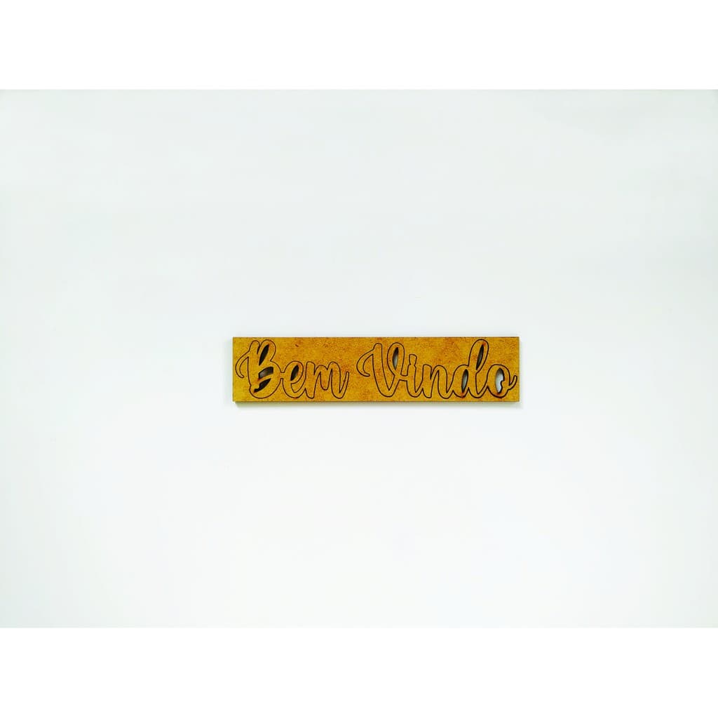 Bem Vindos Escrita Corte a Laser MDF Cru 18X3,6cm Modelo Valentica