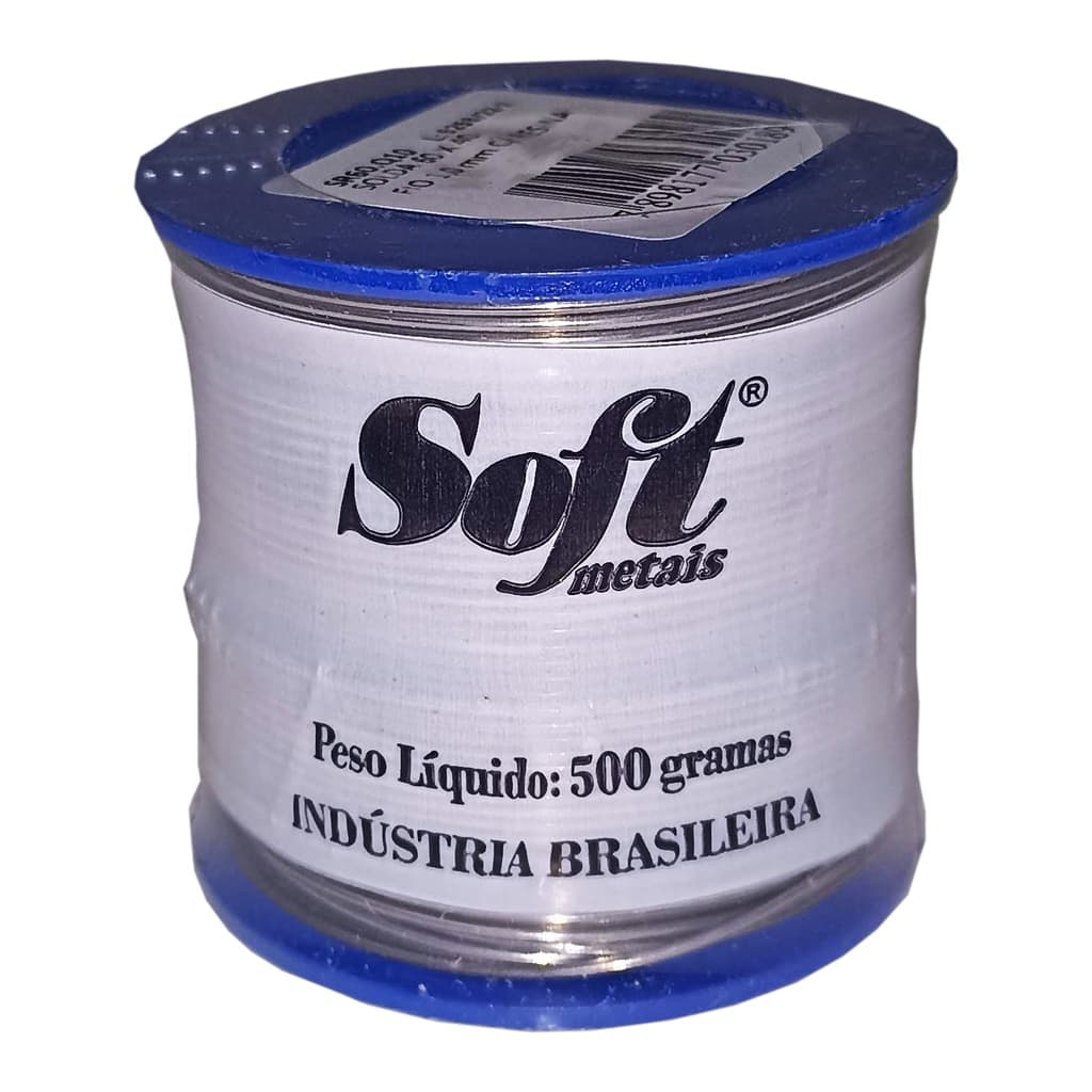 Solda Estanho 60x40 1mm C/ Fluxo Rolo 500g - Soft Metais